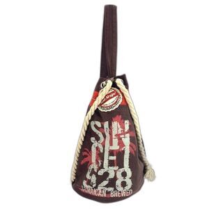 Vintage 80s Backpack Shoulder Bag Red Stripe Jamaican Brew Canvas Drawstring Bag
